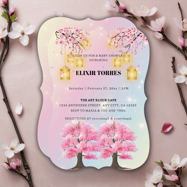 Whimsical Sakura Cherry Blossom Tree Baby Shower Invitation (Creator Uploaded)