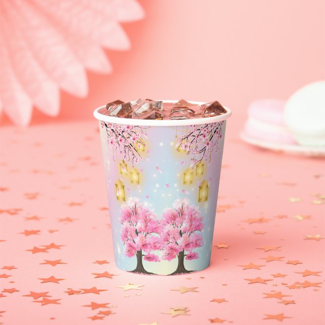Whimsical Sakura Cherry Blossom Tree Baby Shower Paper Cups (Creator Uploaded)