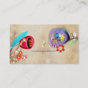 Whimsical Sakura Designer Layered Business Card