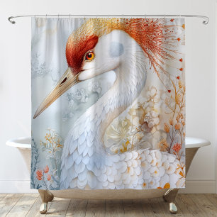Whimsical Sandhill Crane Art Shower Curtain