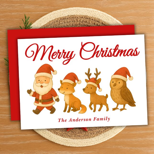 Whimsical Santa and Reindeer Parade Christmas Holiday Card (Creator Uploaded)