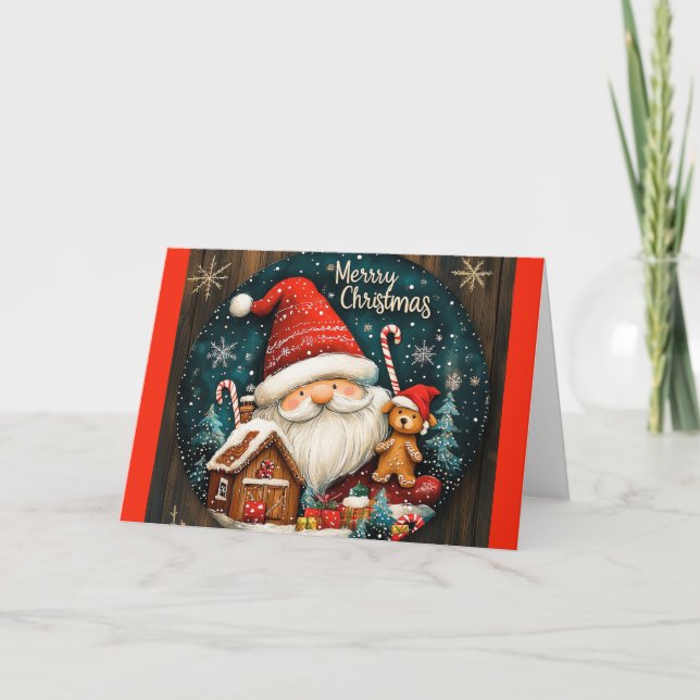Whimsical Santa and Toy Christmas Card (Front)