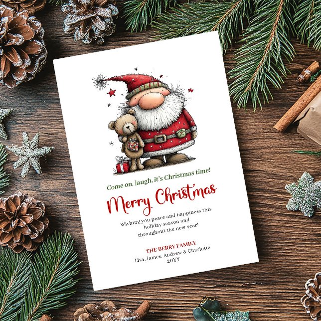 Whimsical Santa Cartoon Festive Christmas Greeting Holiday Card (Whimsical Santa Cartoon Festive Christmas Greeting)