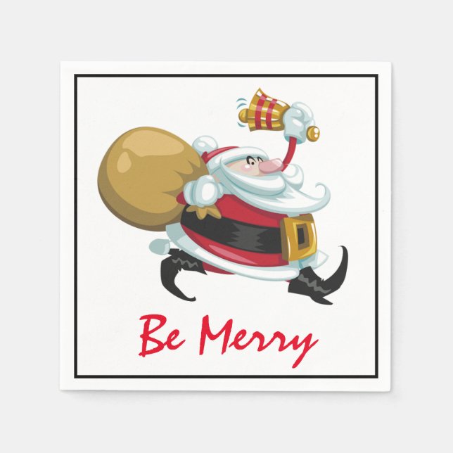Whimsical Santa Christmas Napkins (Front)
