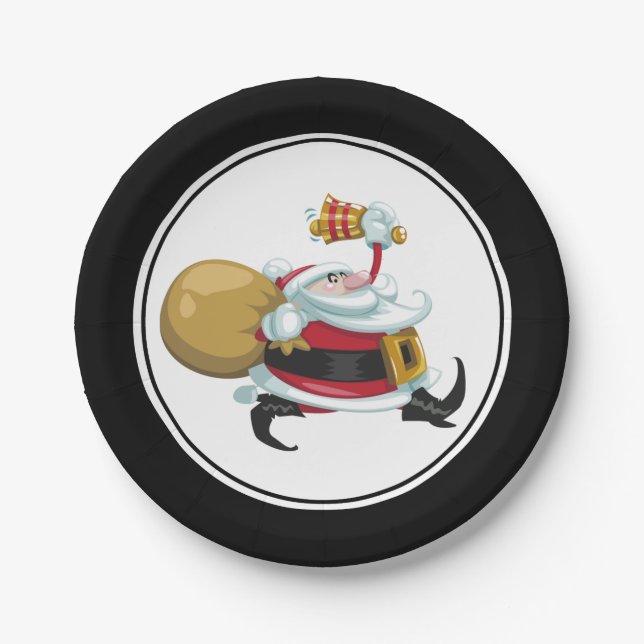 Whimsical Santa Christmas Paper Plates (Front)