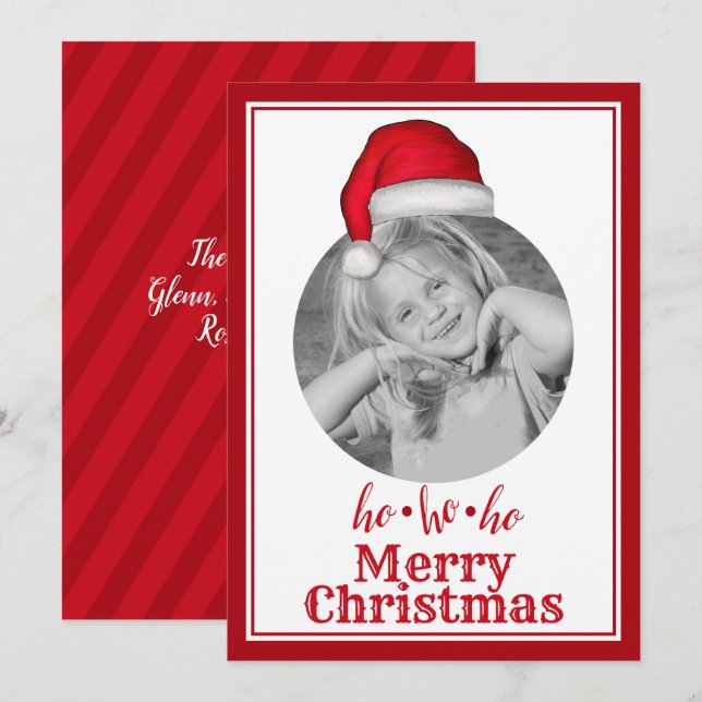 Whimsical Santa  Christmas Photo Card 1 Photo (Front/Back)