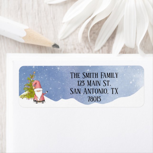 Whimsical Santa Christmas Return Address Label (Insitu)