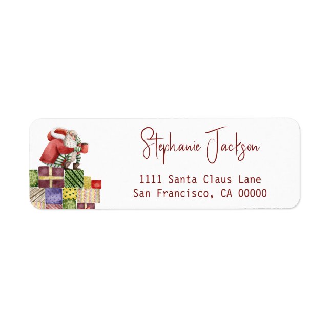 Whimsical Santa Christmas Return Address Label (Front)