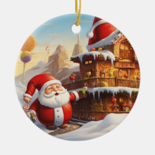 Whimsical Santa Claus 4 Ceramic Ornament