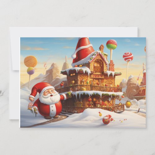 Whimsical Santa Claus 4 Holiday Card