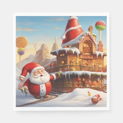 Whimsical Santa Claus 4 Paper Napkins
