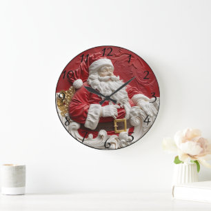 Whimsical Santa Claus decoration for festive cheer Large Clock