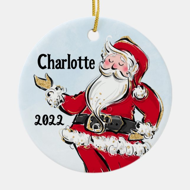 Whimsical Santa Claus Holiday Christmas Ornament  (Front)