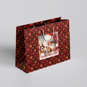 Whimsical Santa Claus Red Nose Rudolph Gift Bag