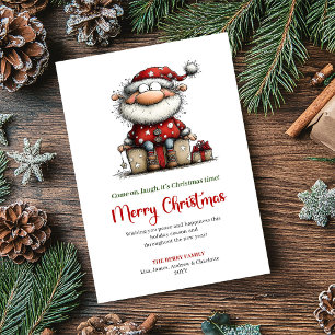 Whimsical Santa Funny Hand Drawn Holiday Card