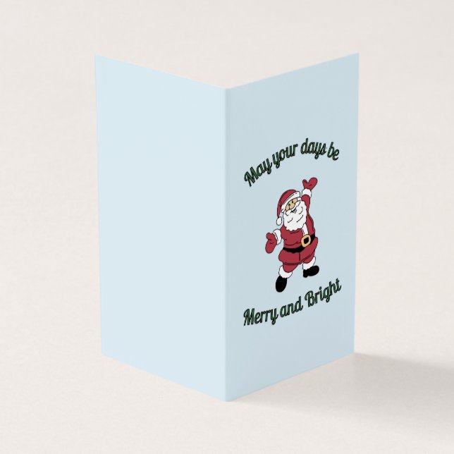 Whimsical Santa Ice Blue Vertical Card (Outside)