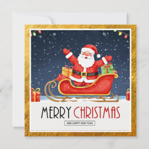Whimsical Santa in Sleigh Corporate Holiday Card