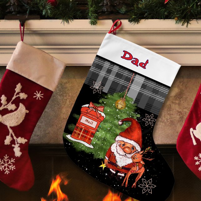 Whimsical Santa Reindeer Christmas Stocking I Dad (Whimsical Santa Reindeer Christmas Stocking I Dad)