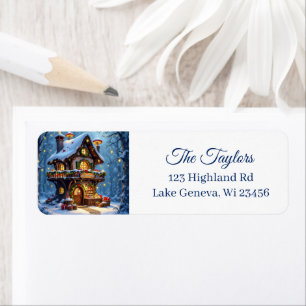 Whimsical Santa's Workshop Christmas Label