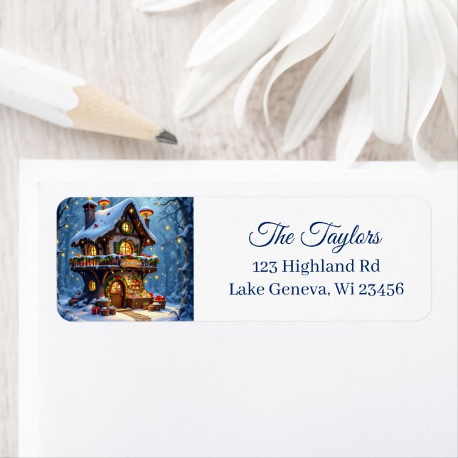 Whimsical Santa's Workshop Christmas Label (Insitu)