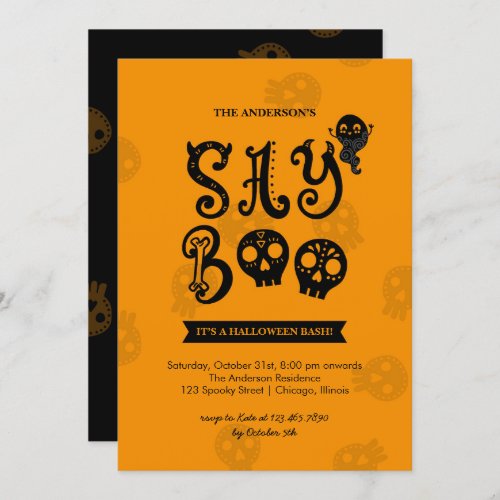 Whimsical Say Boo Halloween Party Invitation