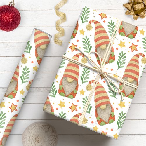 Whimsical Scandinavian Gnomes Christmas Wrapping Paper