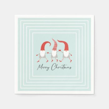Whimsical Scandinavian Gnomes Merry Christmas Napkins by DP_Holidays at Zazzle