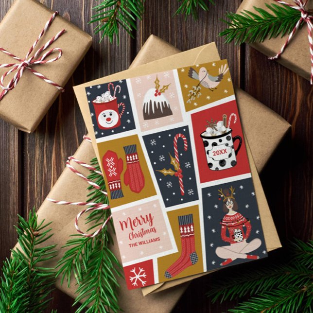 Whimsical Scandinavian Rustic Woodland Non-Photo Holiday Card (Creator Uploaded)