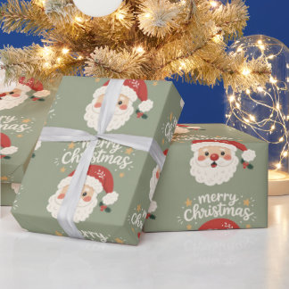 Whimsical Scandinavian Santa Merry Christmas Wrapping Paper
