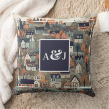 Whimsical Scandinavian Village Monogram