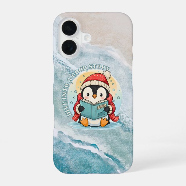 Whimsical Scholar Penguin iPhone 16 Slim Fit Case (Back)