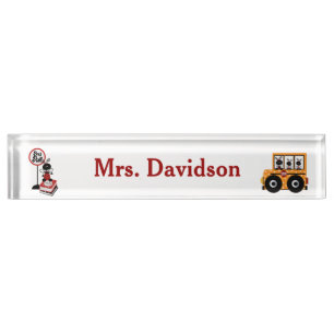 Whimsical School Bus Teacher's Desk Nameplate