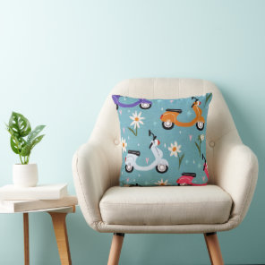 Whimsical Scooter Throw Pillow