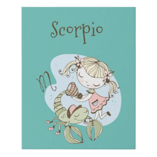 Whimsical Scorpio Girl  Scorpion Faux Canvas Print