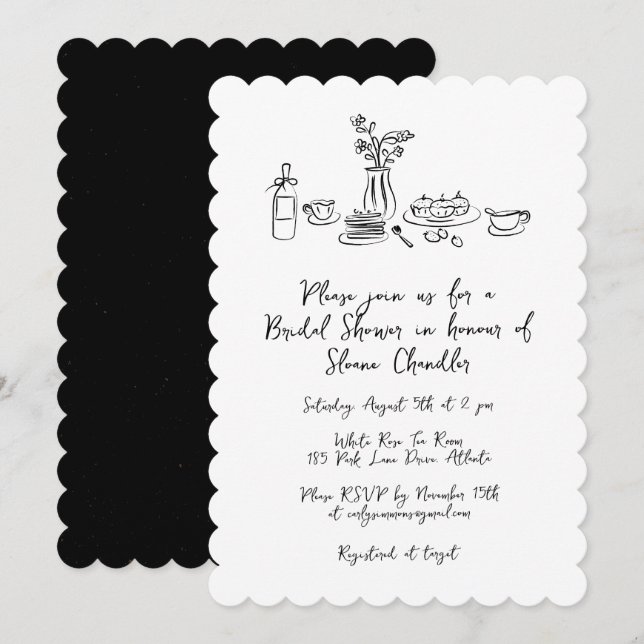 Whimsical Scribble Doodle Hand Drawn Bridal Shower Invitation (Front/Back)