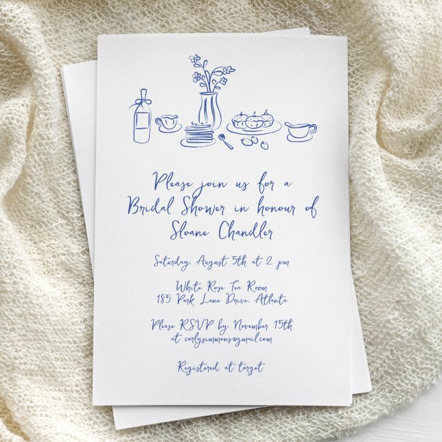 Whimsical Scribble Doodle Hand Drawn Bridal Shower Invitation (whimsical, sketchy, doodle, hand drawn bridal shower invitations)