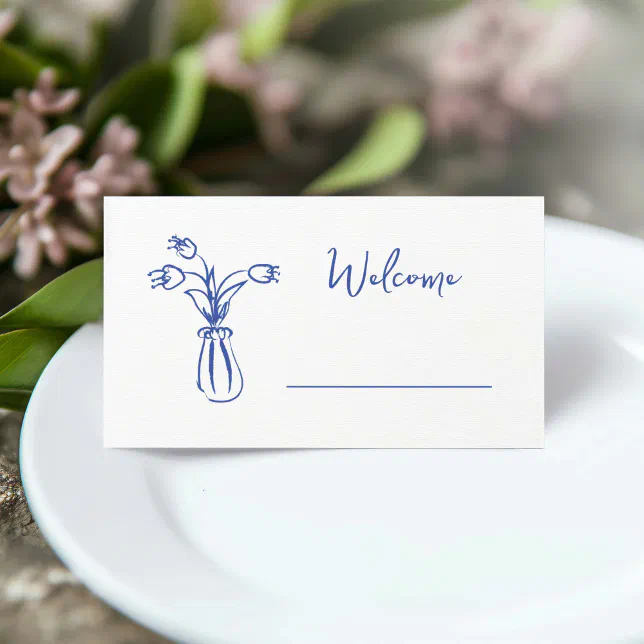 Whimsical Scribble Doodle Hand Drawn Bridal Shower Place Card | Zazzle