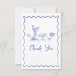 Whimsical Scribble Doodle Hand Drawn Bridal Shower Thank You Card<br><div class="desc">This bridal shower thank you card is based on the popular hand-drawn trend that features French or Italian style food and beverages in a whimsical, doodle, scribble style. This design is ideal for a bridal brunch. It features hand drawn illustrations of a vase of flowers, champagne, cups and saucers, pancakes...</div>