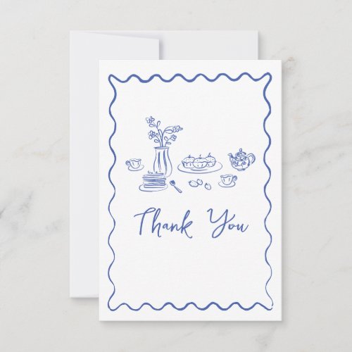 Whimsical Scribble Doodle Hand Drawn Bridal Shower Thank You Card