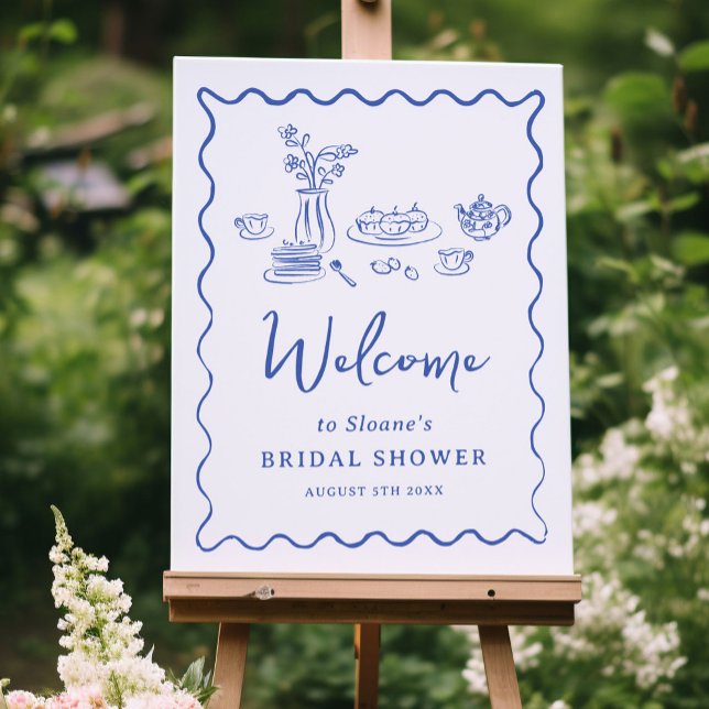 Whimsical Scribble Doodle Hand Drawn Welcome Sign (hand drawn whimsical food and tea bridal shower welcome sign)