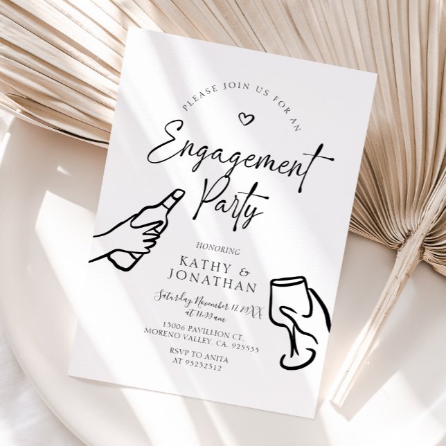 Whimsical Scribble Hand Drawn Engagement Party Invitation (Creator Uploaded)