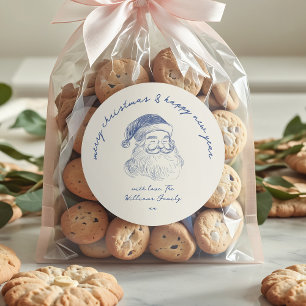 Whimsical Scribble Santa Claus Merry Christmas Classic Round Sticker