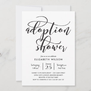 Whimsical Script Adoption Baby Shower Invitation