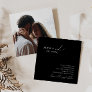 Whimsical Script | Black Photo Square Wedding Invitation