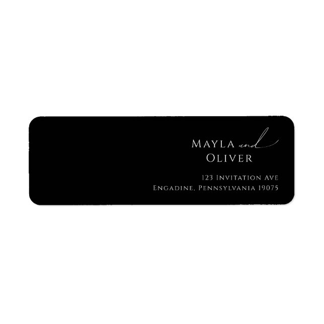 Whimsical Script | Black Return Address Label (Front)