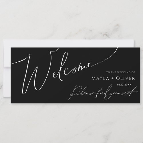 Whimsical Script  Black Seating Chart Header