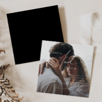 Whimsical Script | Black Square Photo Wedding Invitation