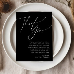 Whimsical Script Black Table Thank You Card