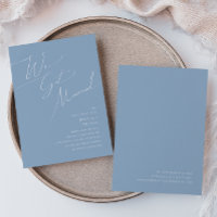 Whimsical Script | Blue Elopement Announcement