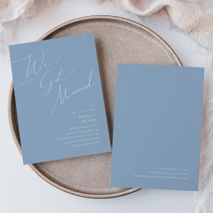 Whimsical Script   Blue Elopement Announcement